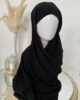 Vente en ligne hijab noir à enfiler avec bonnet, en gros et au détail voile soie de médine de bonne qualité 100% opaque, long, livraison rapide en 24H Nouveau hijab en soie de médine à enfilé avec bonnet intégrer, Cendrijab est situé dans le nord de la France